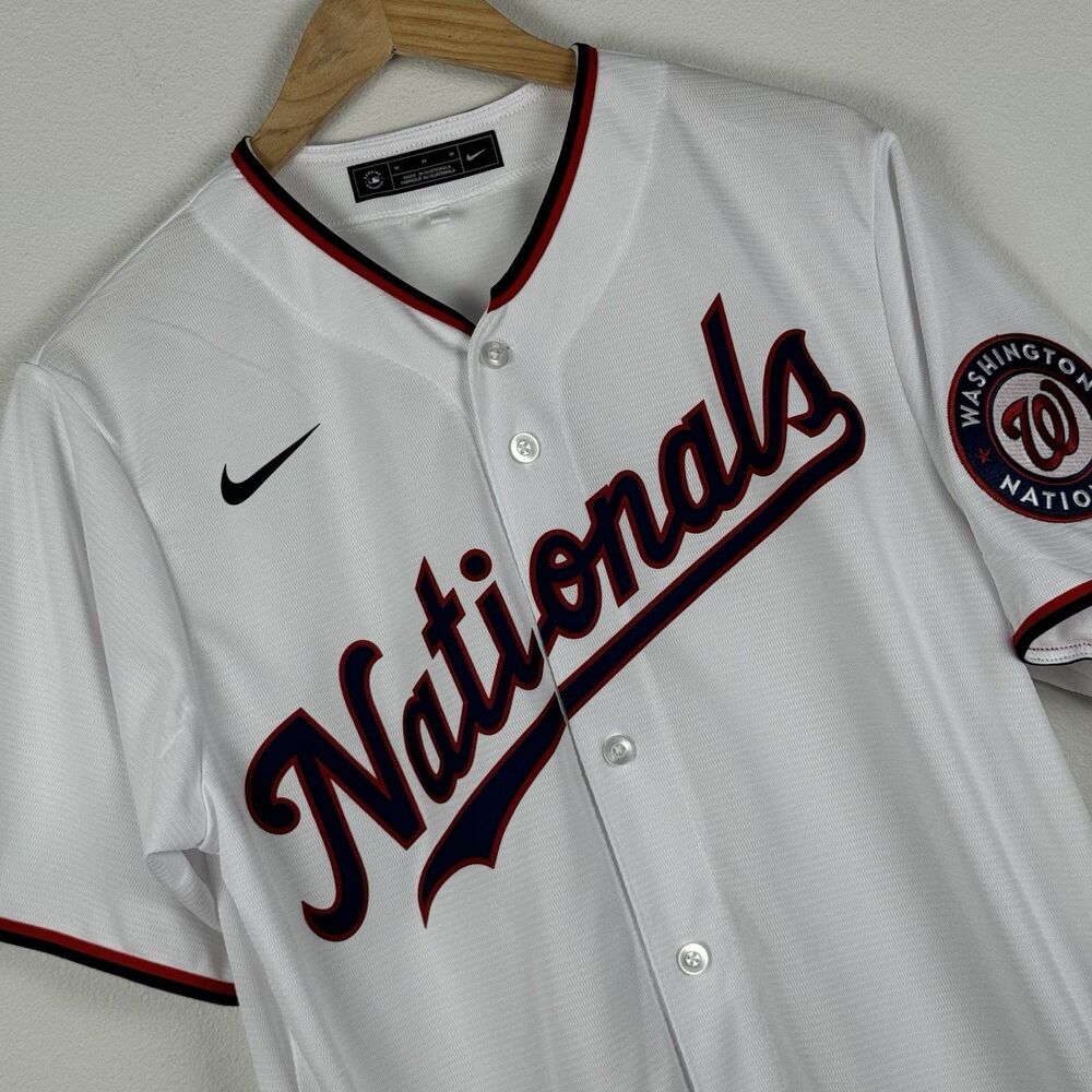 Washington Nationals Nike Men Jersey Size M White Red Blue New Blank Stitched